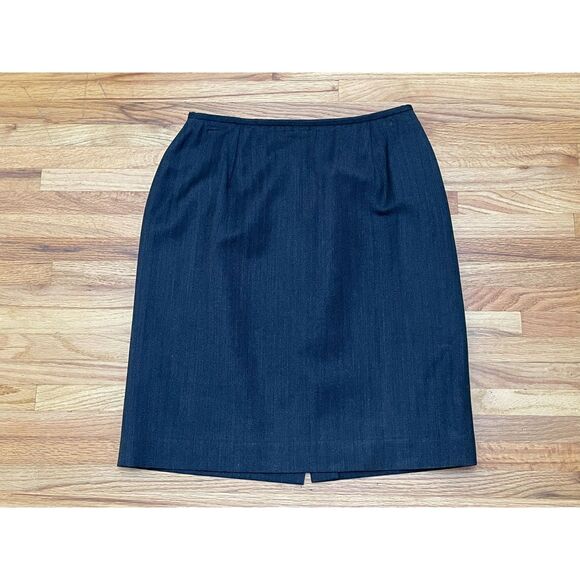 Lauren Ralph Lauren Women’s 10 Navy Blue 100% Wool Skirt Straight Classic Work - Picture 1 of 8